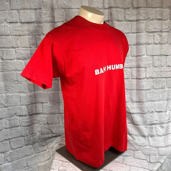 Screen Stars Best Bah Humbug Christmas XL T-Shirt 50/50 USA Single Stitch - Picture 10 of 11